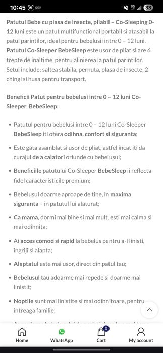 Vând pătuț co-sleeping