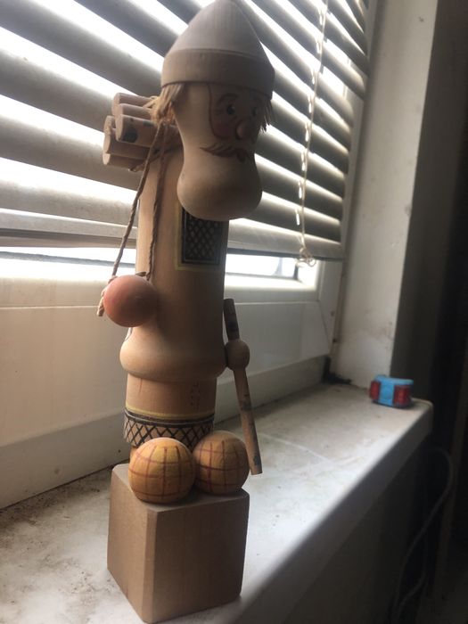 Стара дървена фигурка “Дървар” СССР