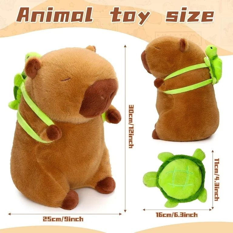 Jucarie de plus Capybara cu rucsac broscuta, aproximativ 40 cm, NOU