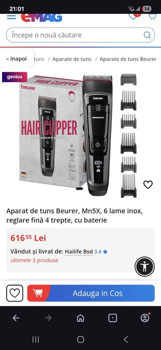 Vand aparat de tuns sigilat beurer