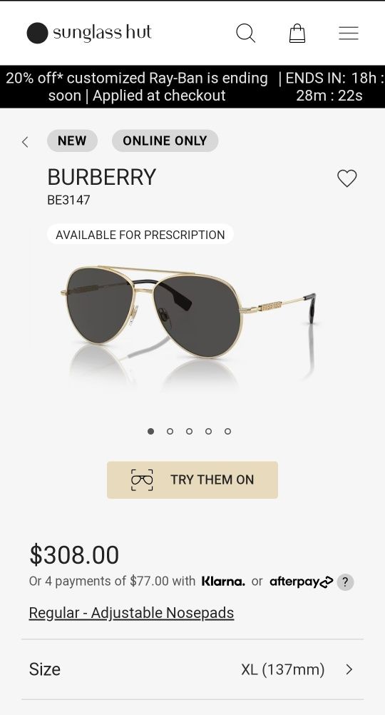 Ochelari de soare Burberry noi originali