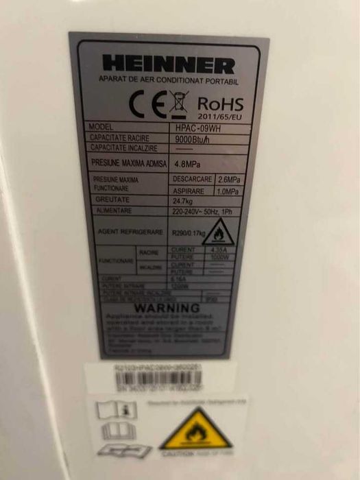 Aparat de aer conditionat portabil Heinner 9000 BTU, Display LED
