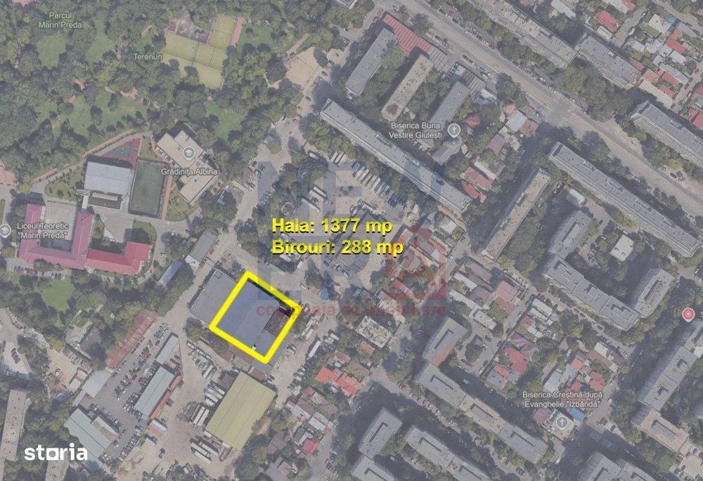 Hala 1.377 mp si birouri 288 mp - productie sau depozitare - central B