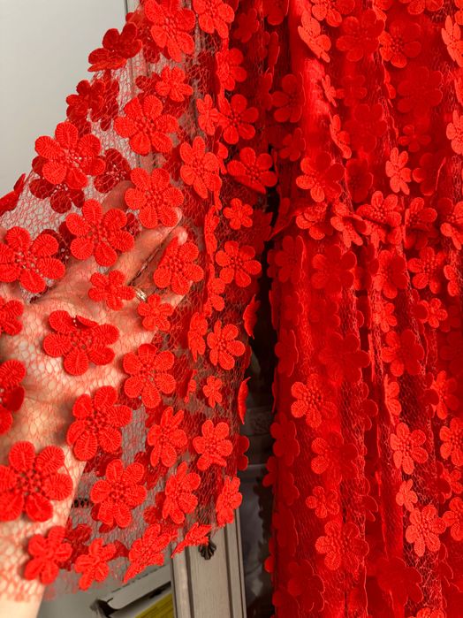 Rochie de seară Tull brodat cu flori 3 D