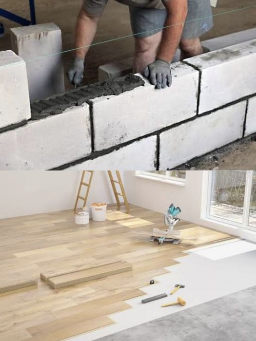 Укладка ламинаты и кладка газоблока