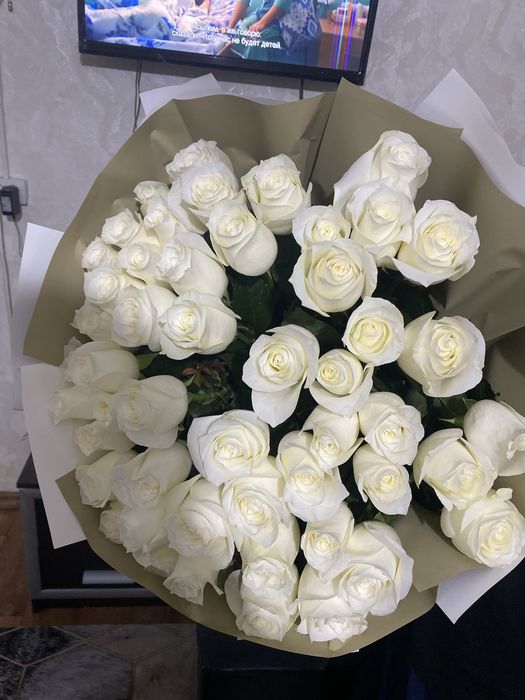 51шт белые розы