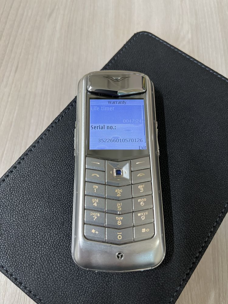 Vertu Constellation Monogram Матовая сталь, голубая кожа оригинал