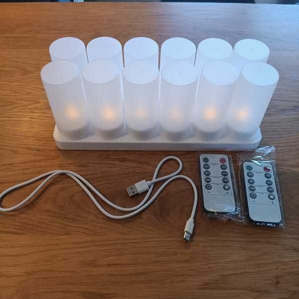 НОВ! Комплект от 12 бр презареждащи се LED свещи, дистанционно