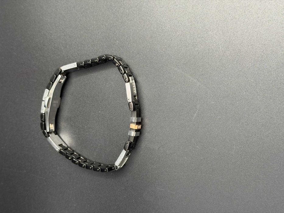 Bratara BARAKA placata PVC NEGRU cu aur 18K si DIAMANTE NATURALE