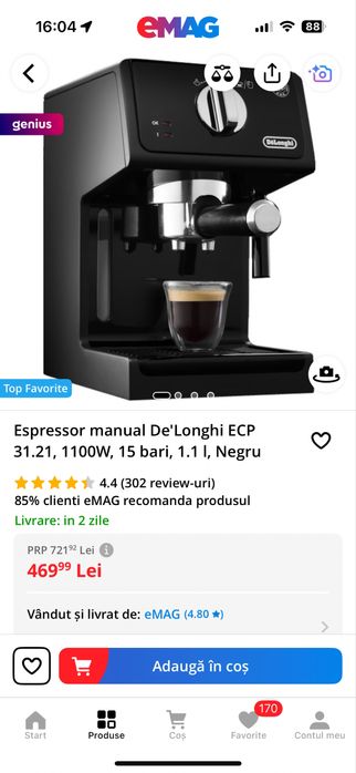 Vand Espressor manual DeLonghi