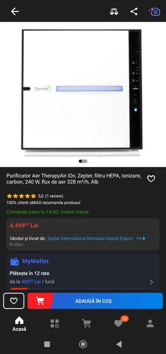 Purificator Aer profesional TherapyAir iOn, Zepter, filtru HEPA, ioniz