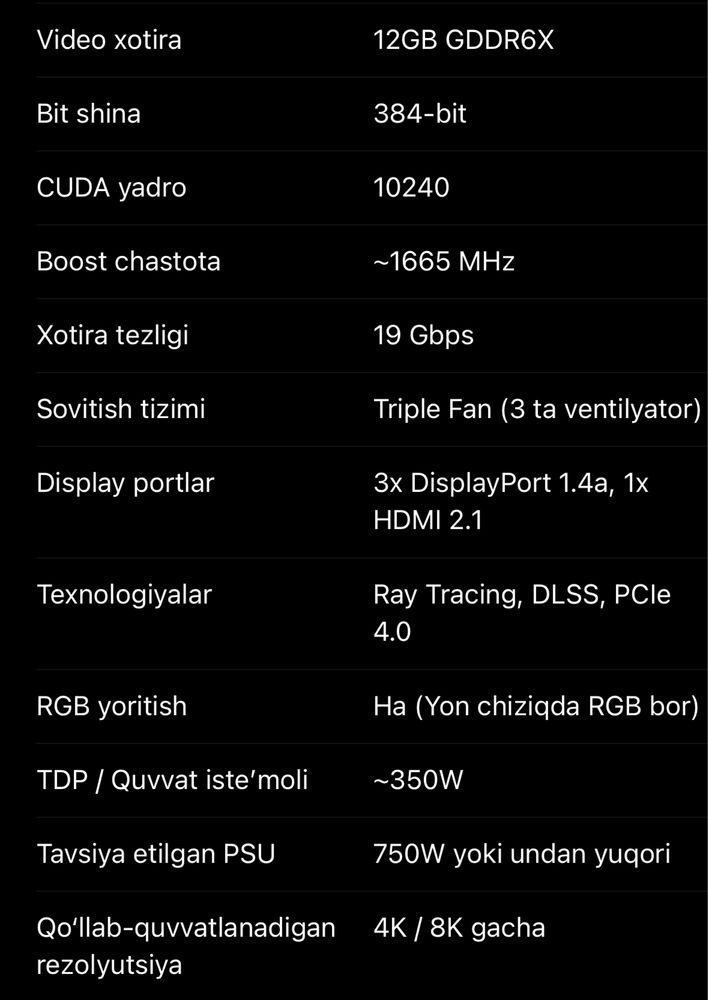 Продам Видеокарту RTX3080ti 12GB