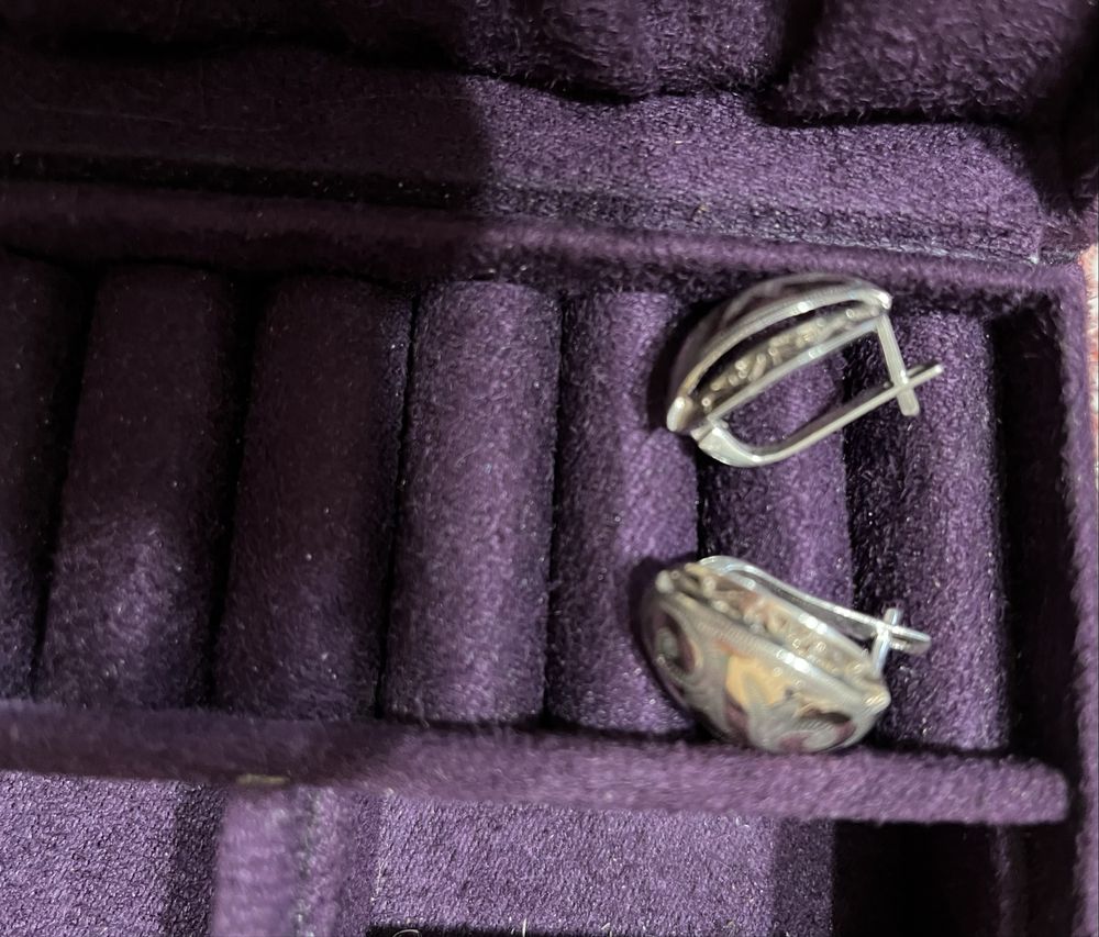 Эффектные серьги  из цветного серебра 925 проба