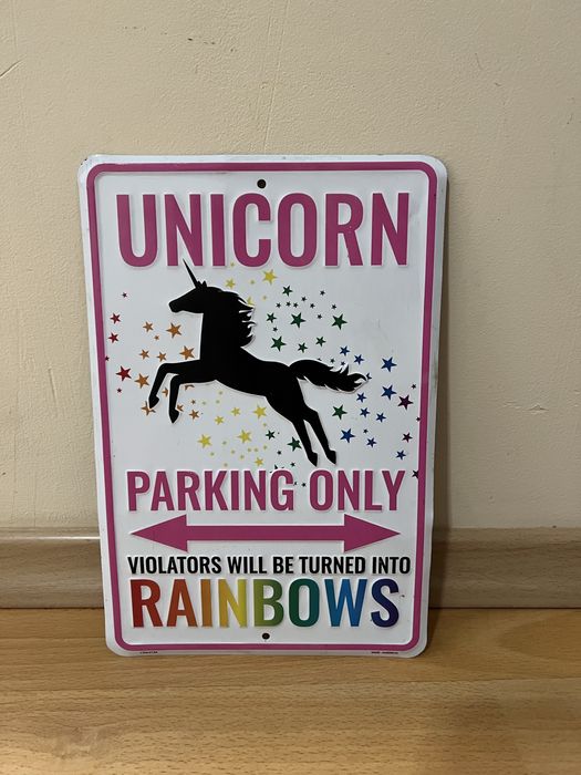 Метална табела Unicorn – parking only