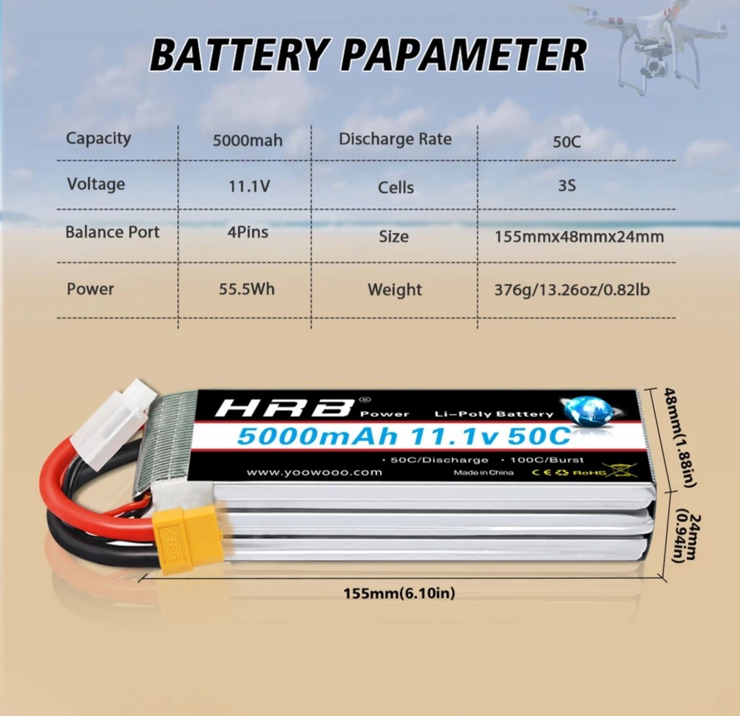 Acumulator HRB 3s Lipo Battery 11.1v 50C