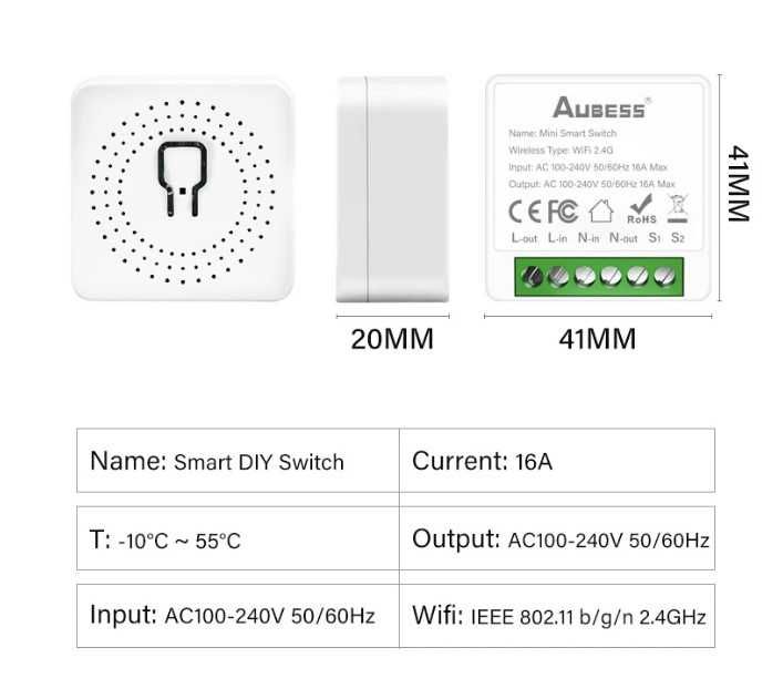 Releu inteligent Smart Switch WiFi dubla comanda Tuya Alexa Google