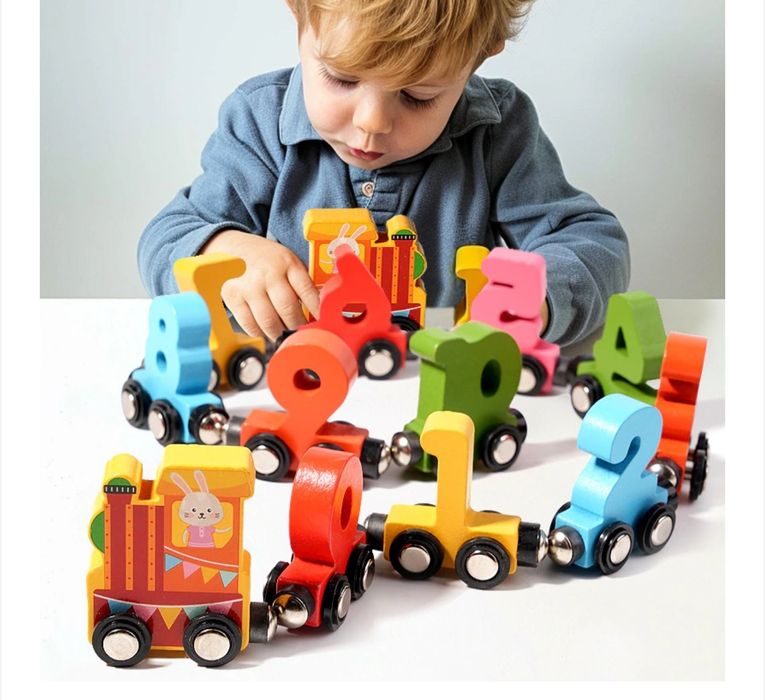 Trenulet magnetic din lemn