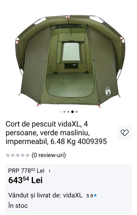 Cort pescuit / camping VidaXL, 4 persoane, verde masliniu