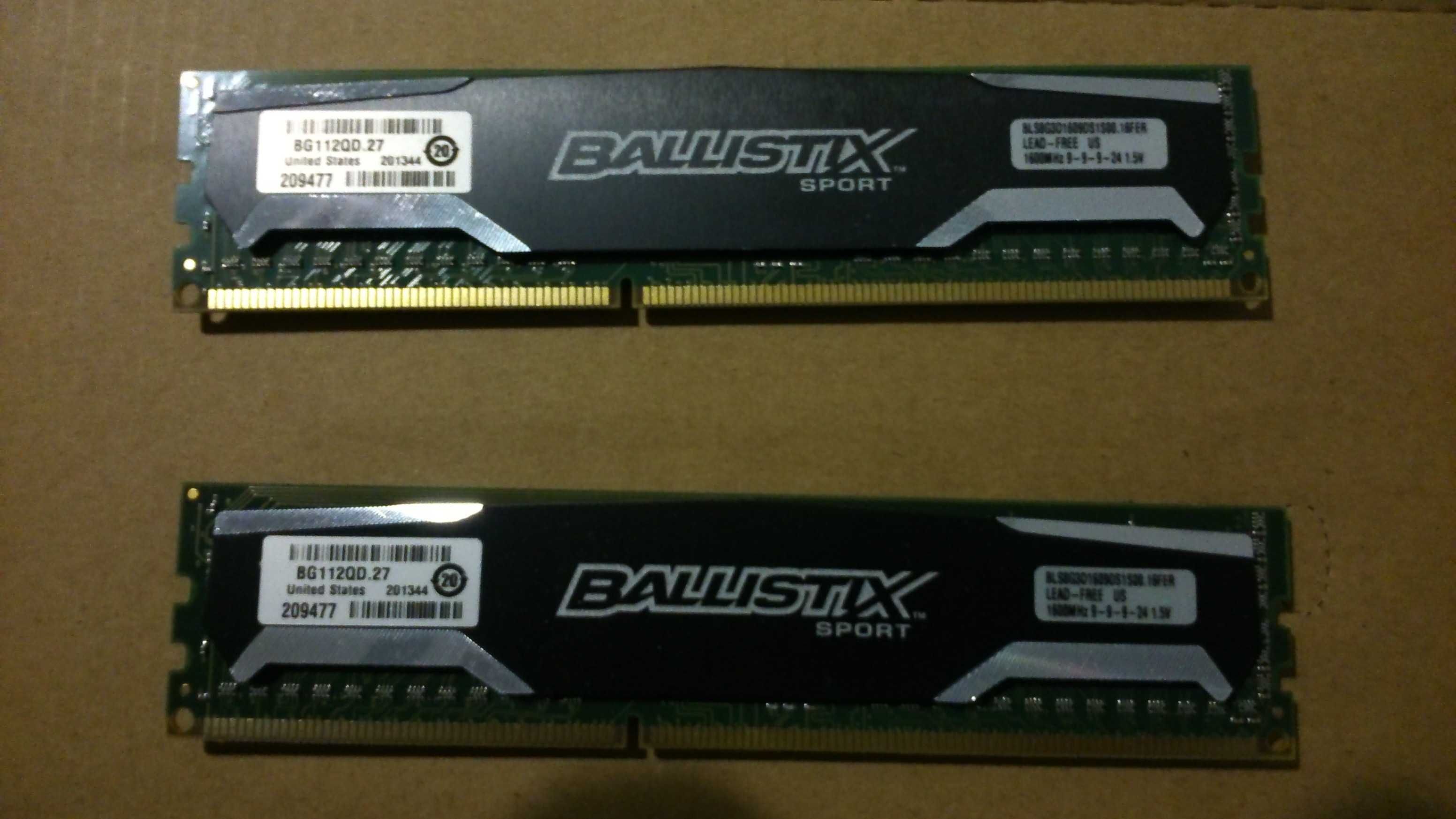 2  Memorii  Crucial  DDR3 8GB  1600 Mhz  CL 9 - Utilizate