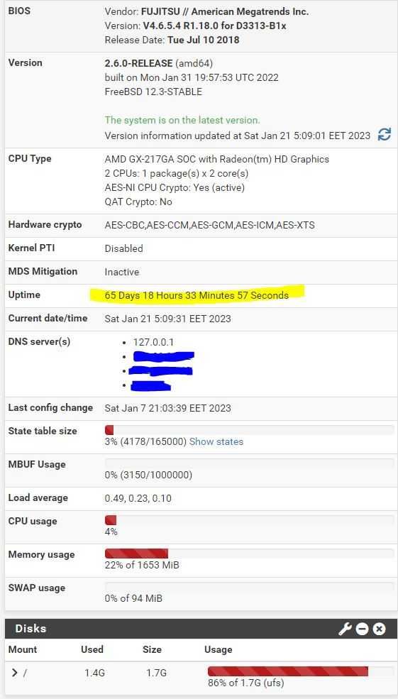 pfSense enterprise class firewall Fujitsu S720 AMD GX-217GA 1.6GHz