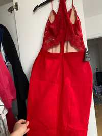 Rochie de seara roșie cu dantela cu eticheta