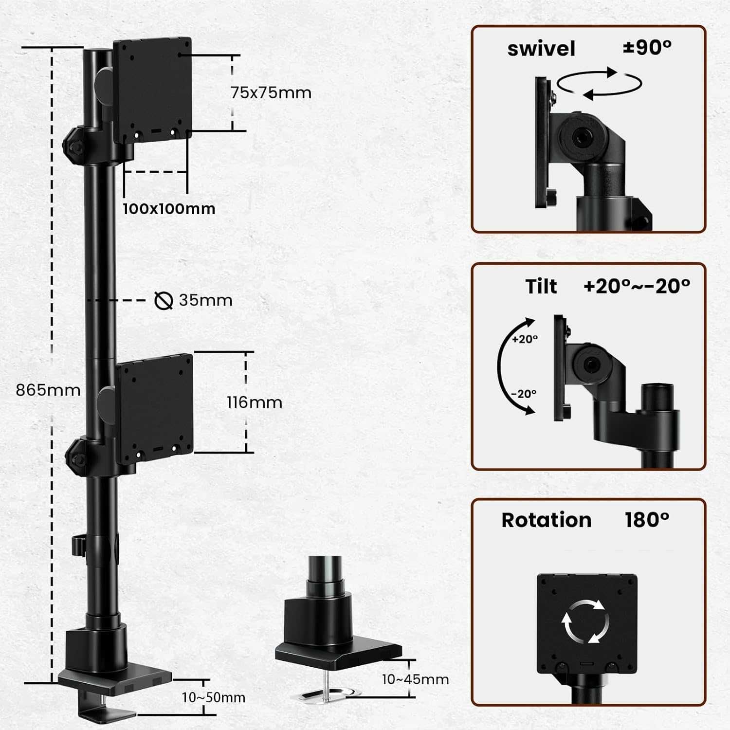 Suport monitor sau TV plat sau curbat, 24-57", vesa max 100x100mm