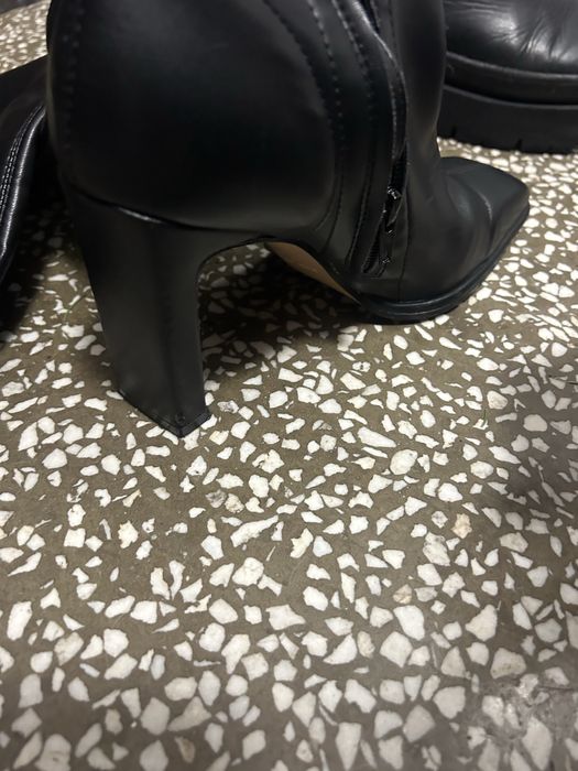 Дълги черни кожени чизми 38ми номер