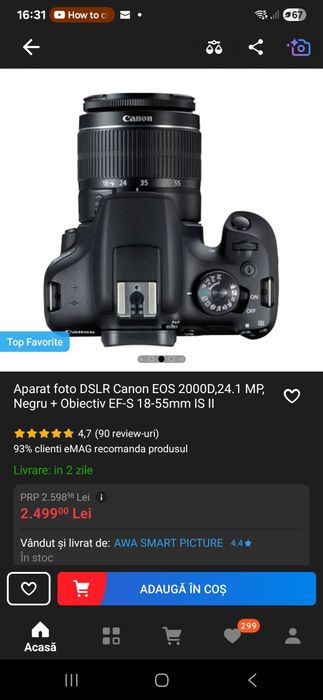 Aparat foto Canon EOS 2000D