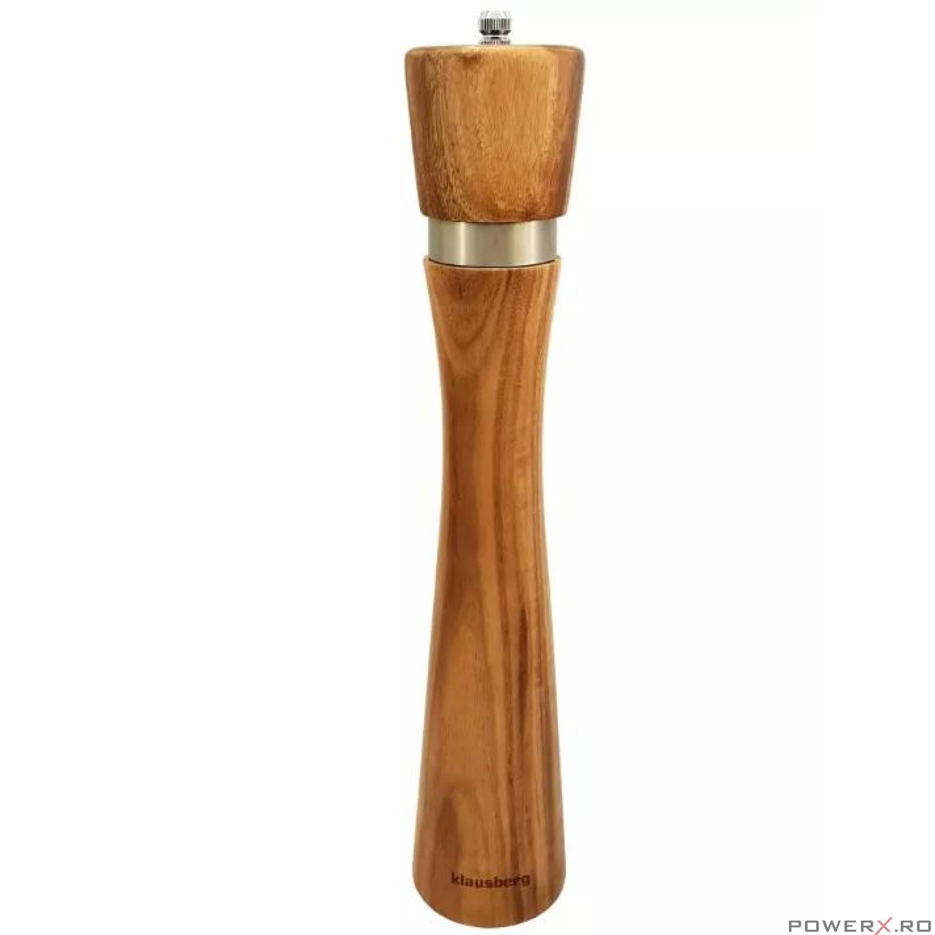 Rasnita din lemn masiv manuala pentru sare si piper, 31.5 cm,