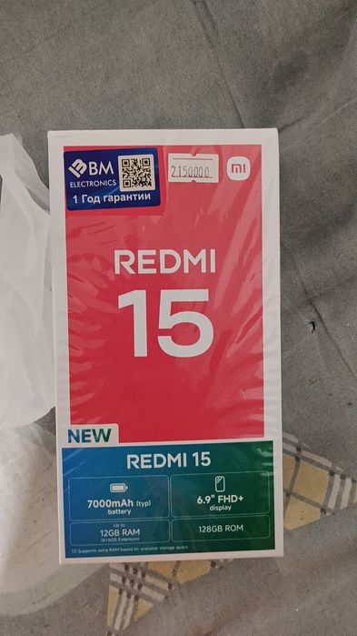 Redmi 15  12/128gb, Full HD, 7000mAh, tez zaryadka