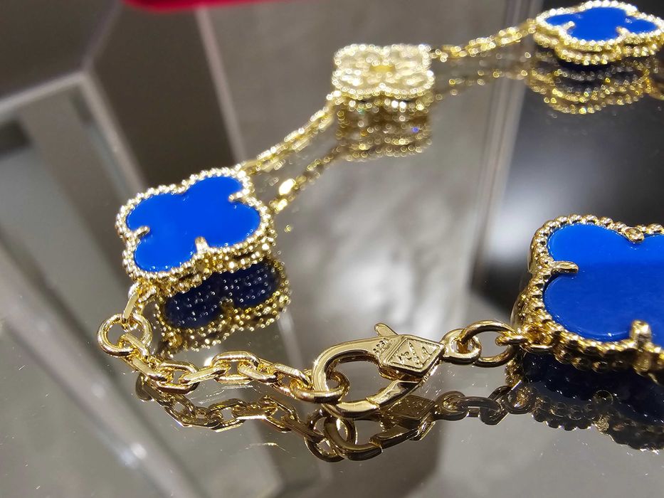 Van Cleef & Arpels VCA Blue Diamonds 5 Motifs Alhambra Дамска Гривна