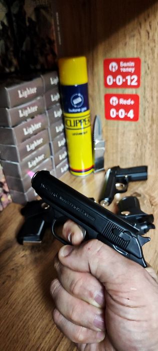 Пистолет зажигалка газ с ножом подарок 2026 новый год мужской подарок