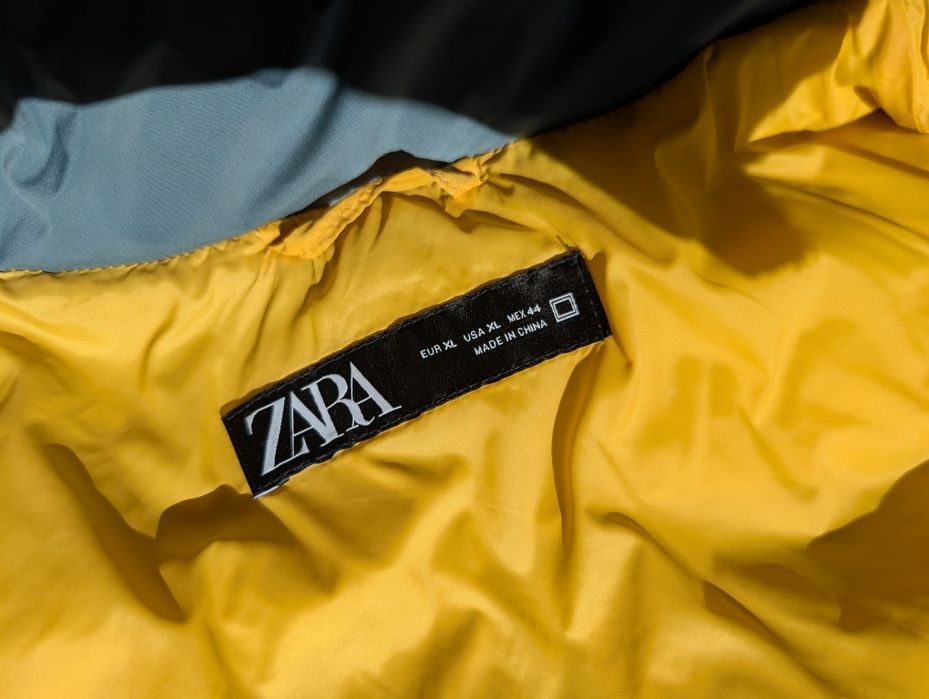 Мъжки пухен елек Zara / Размер XL / жълто сив / като нов