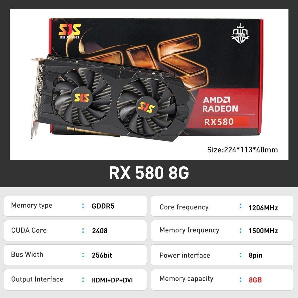 Новый SJS RX580 8gb DDR 256gb , rx580, rx, videokarta, Видеокарта, AMD