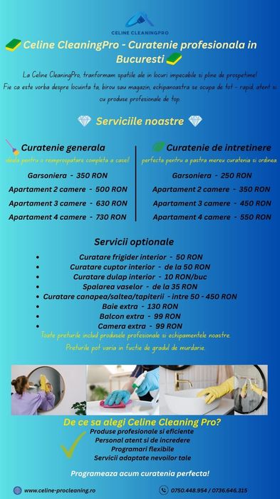 Servicii de curatenie la domiciliu / birouri