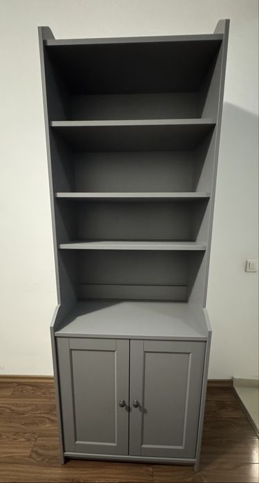 Biblioteca HAUGA corp inalt 2 usi gri 70x199 cm