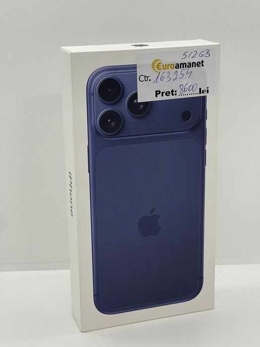 Telefon mobil Apple iPhone 17 Pro Max, 512GB, 5G, Deep Blue, -A-