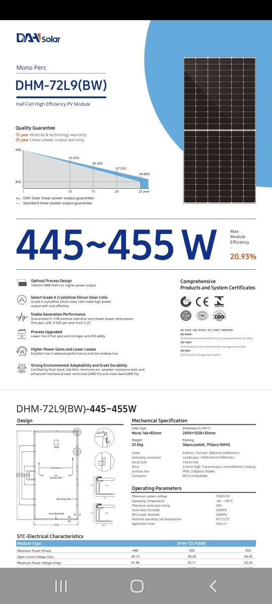 Panouri fotovoltaice DAH Solar 455W