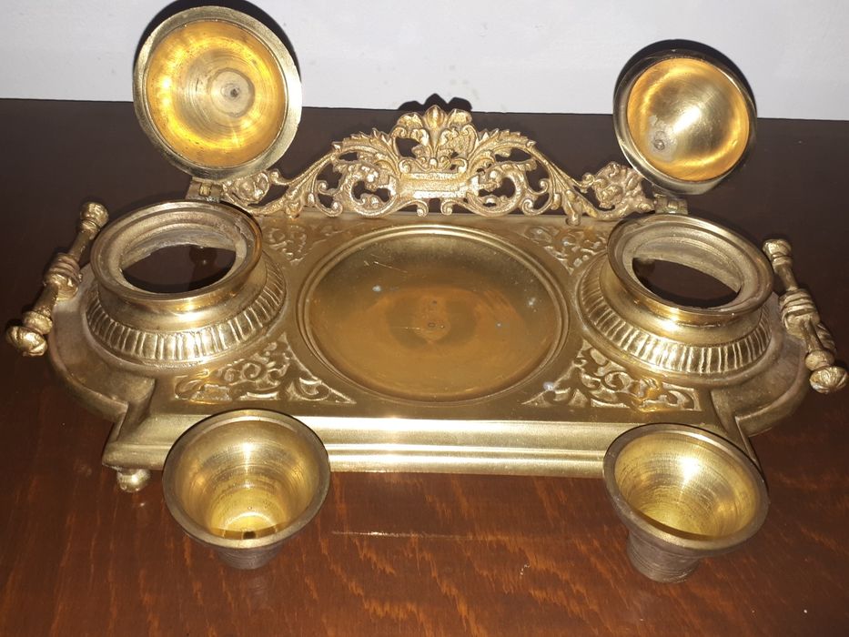 Călimară, bronz ,veche,completă