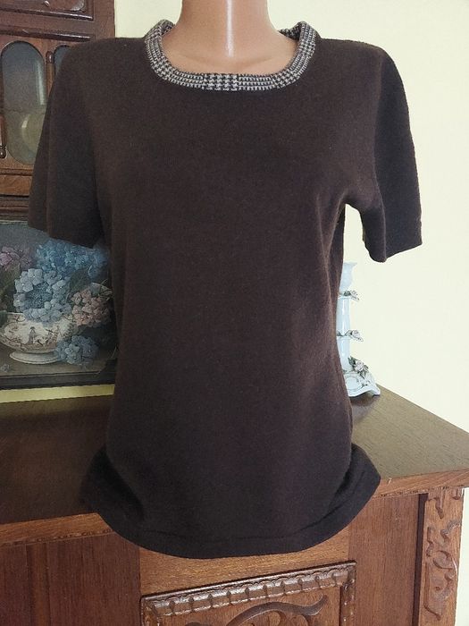 Pulover maro fin si elegant din lana si vascoza