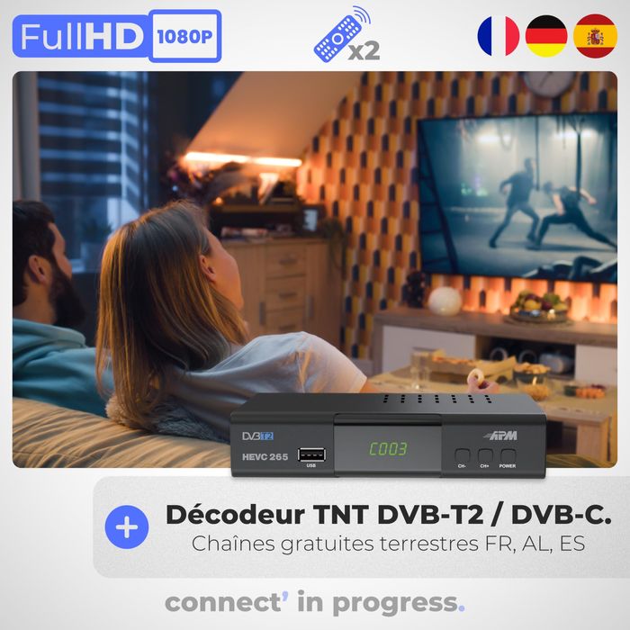 Decodor APM Full HD 1080p TNT, tuner H.265 HEVC TNT