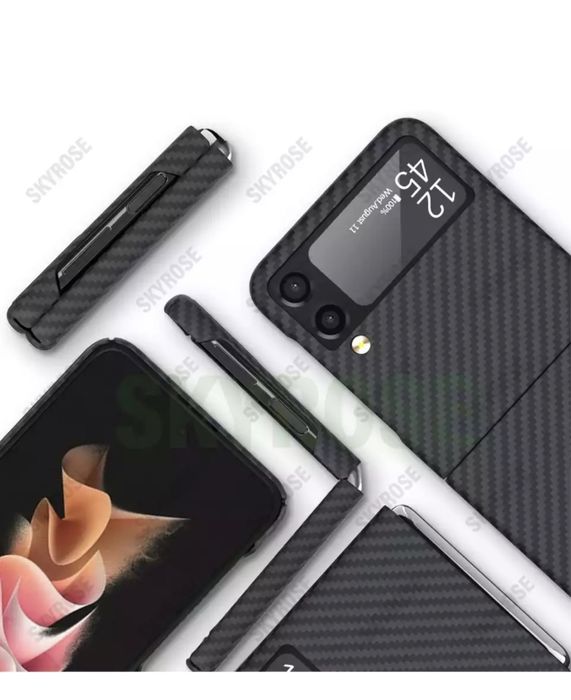 Samsung Z FOLD FLIP 3 4 5 Husa Ultra Slim Fibra de Carbon Black Squad