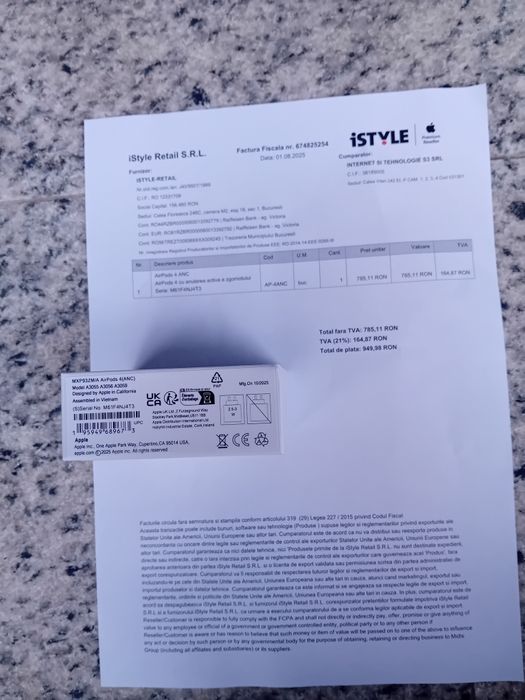 Vand Airpods 4 ANC,originale  cu factura