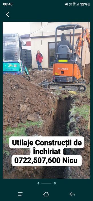 Închirieri Utilaje Construcții  Bucuresti-Ilfov Miniexcavator si Bobc