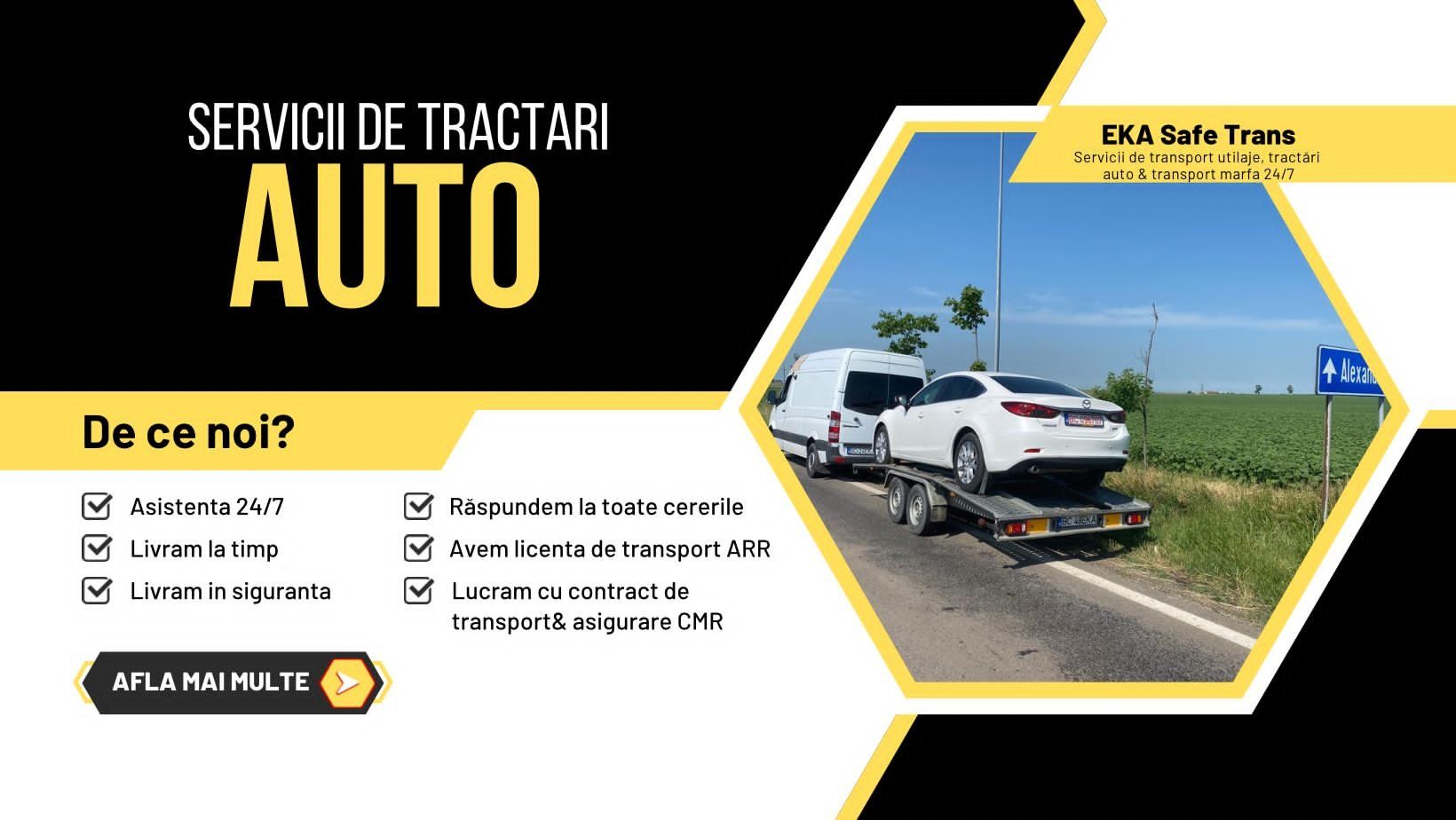 Transport utilaje și tractări auto