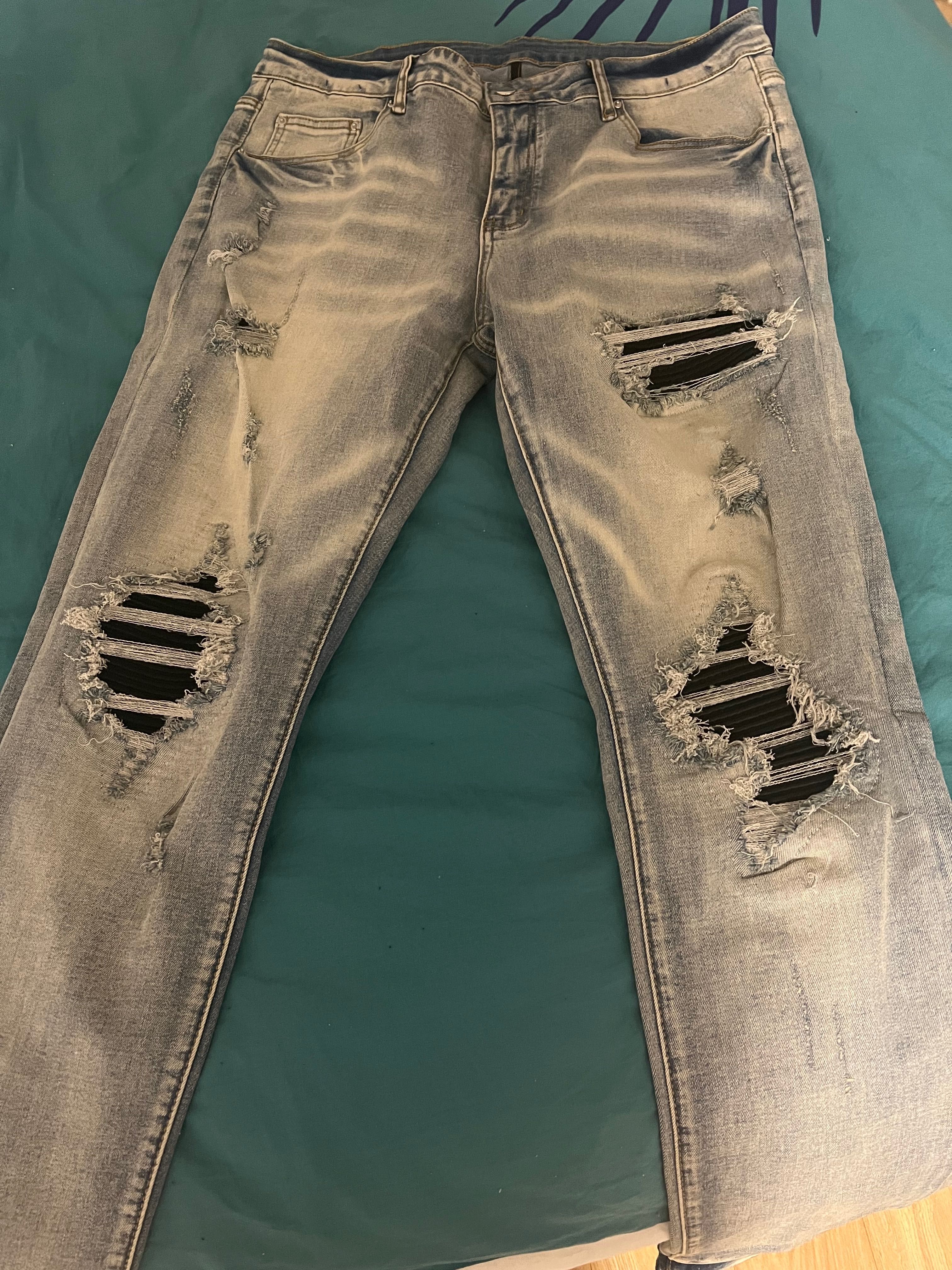 Blugi Leather Light Blue Jeans, masura 36 (M/L), noi, original