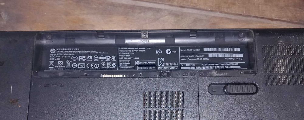 NOTEBOOK, CQ58, model 1858