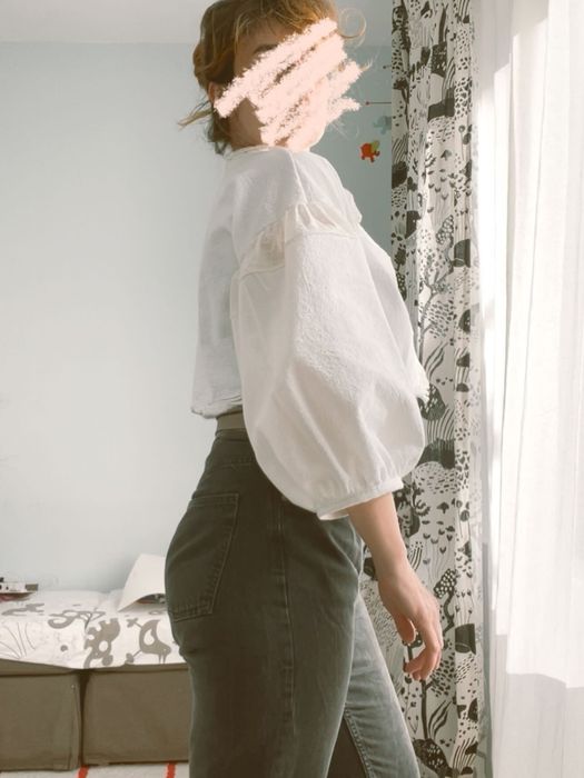 Bolero oversized din panza topita cu insertie de dantela, stil ie