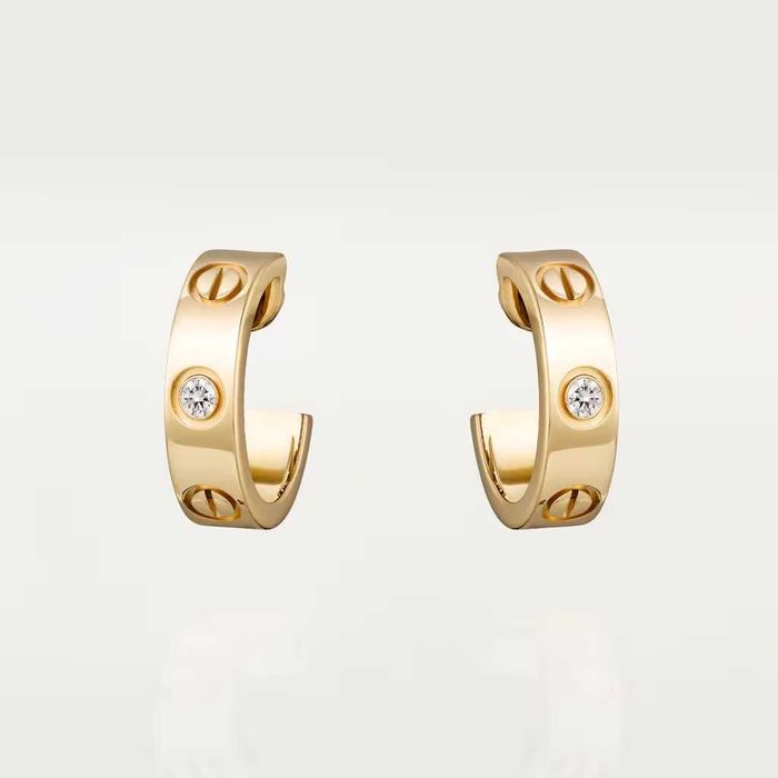 CARTIER Love Gold Hoop 2 Diamonds Дамски Обеци