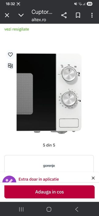 GORENJE MO17E1W. 17l. 700W, alb-negru